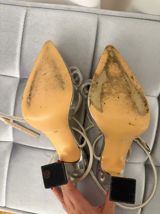 Silver Rhinestone Platform Mule Heels - Picture 6 of 6